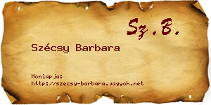Szécsy Barbara névjegykártya