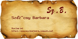 Szécsy Barbara névjegykártya